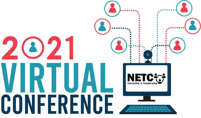 2021 Virtual conference logo with computer and NETC branding